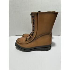 Vintage Good wear By Stansales Rubber Waterproof‎ Rain Boots Lace 8 Heavy Brown